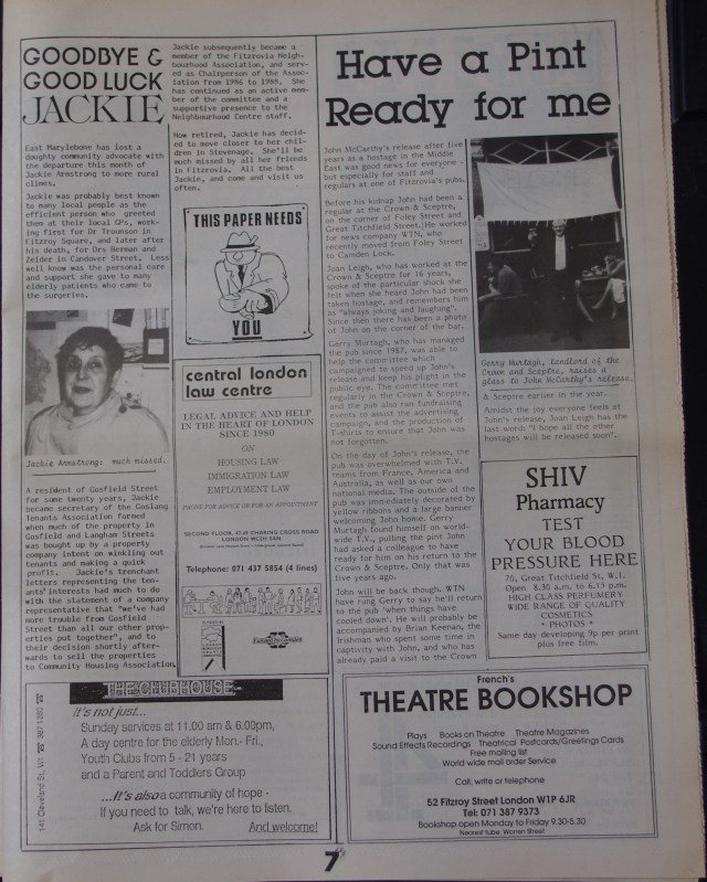 Page 7 Fitzrovia News no 54 August 1991