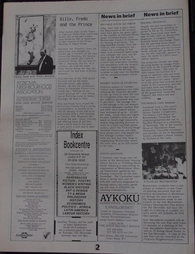 Page 2 Fitzrovia News no 55 December 1991